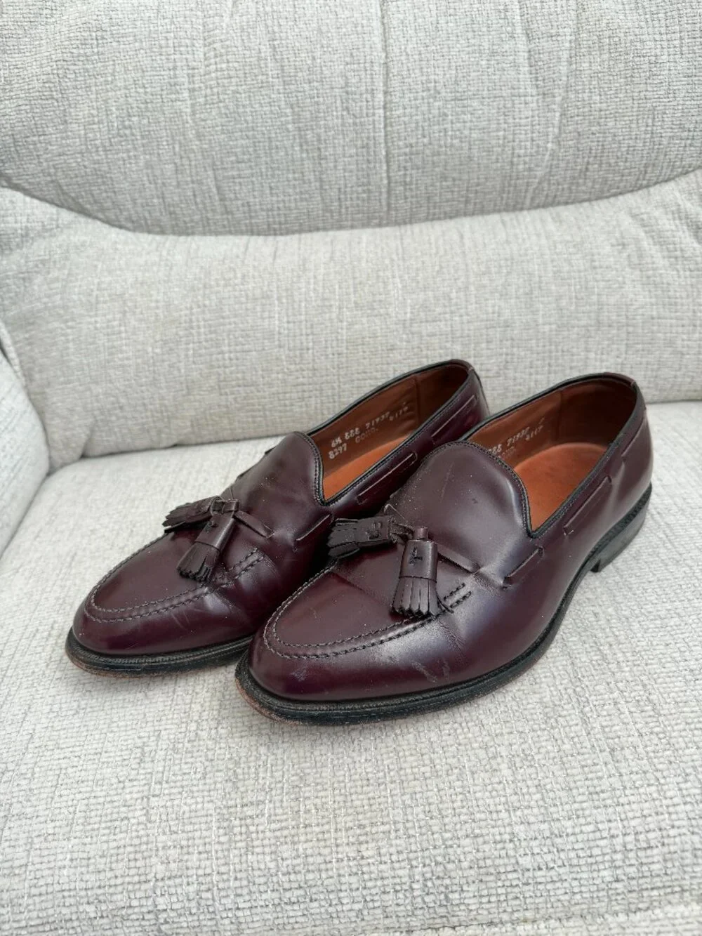 Allen Edmonds Grayson Mens 6.5 EEE Burgundy Tassel Loafers Dress Shoes USA 8297